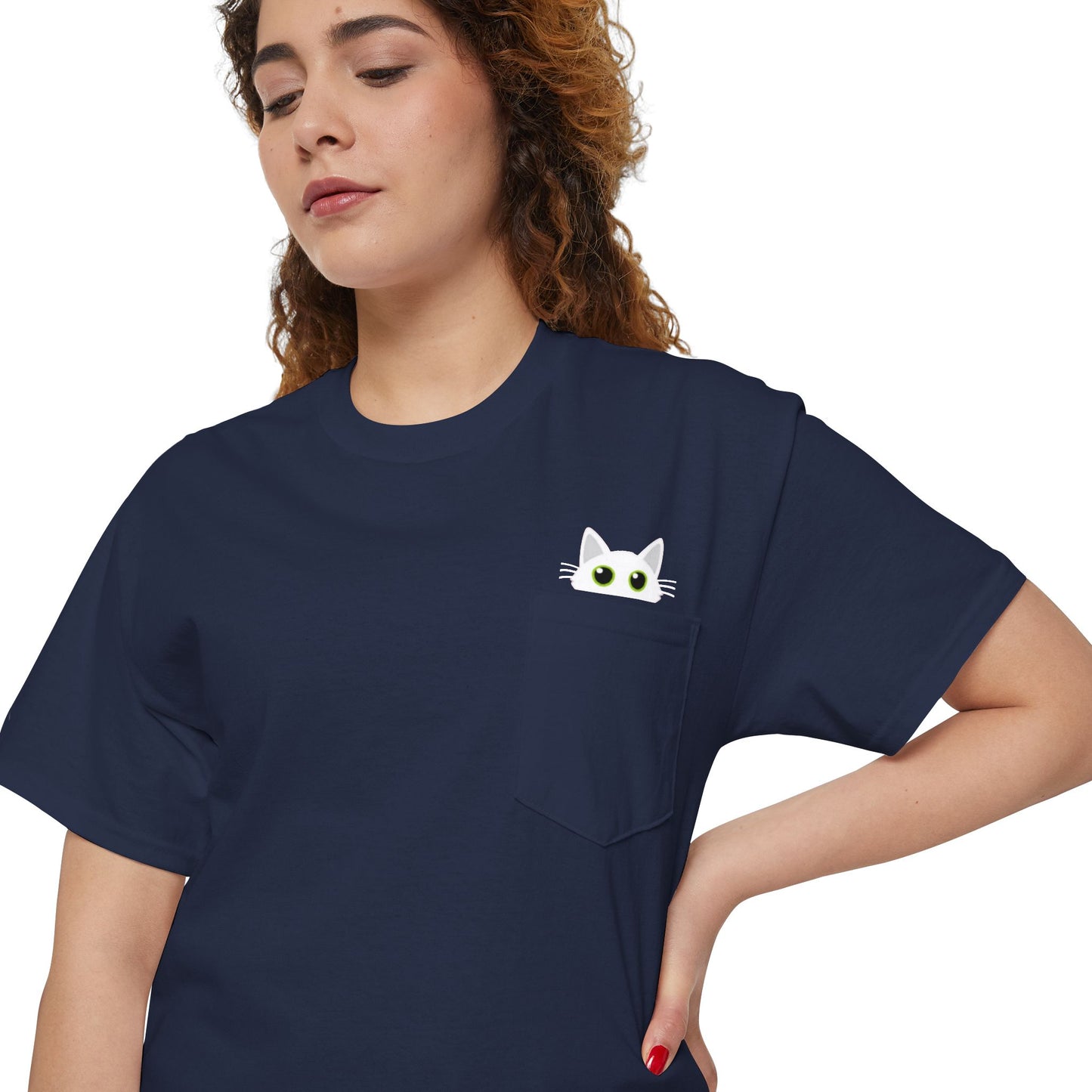 Pocket Peeper Cat Tee with Entangled Cat Logo Pocket T-Shirt
