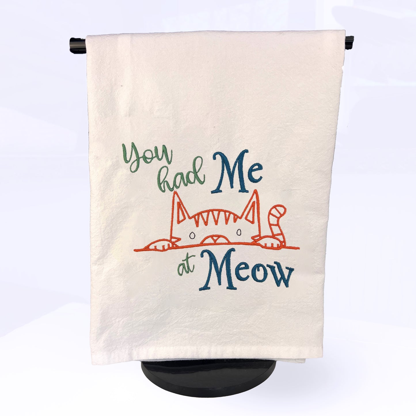 Cat Kitchen Towel Tea Towel Flour Sack "You Had Me At Meow"