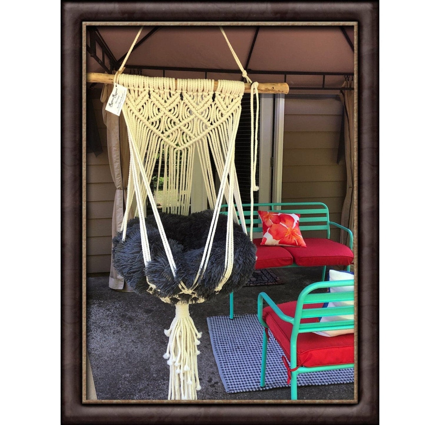 Handmade Macramé Hanging Cat Bed Entangled