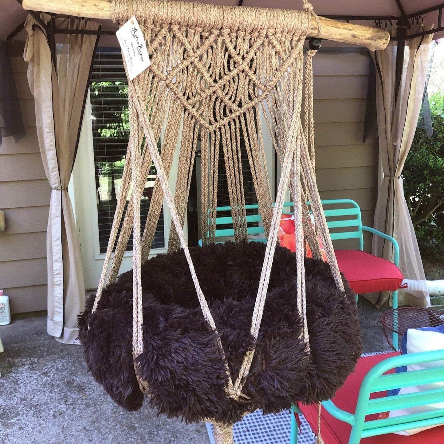 Handmade Macramé Hanging Cat Bed Entangled