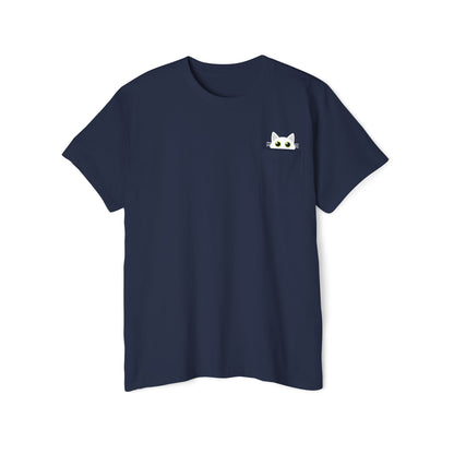 Pocket Peeper Cat Tee with Entangled Cat Logo Pocket T-Shirt
