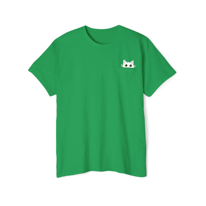 Pocket Peeper Cat Tee with Entangled Cat Logo Pocket T-Shirt