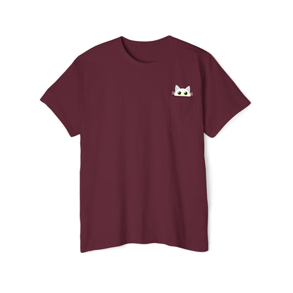 Pocket Peeper Cat Tee with Entangled Cat Logo Pocket T-Shirt