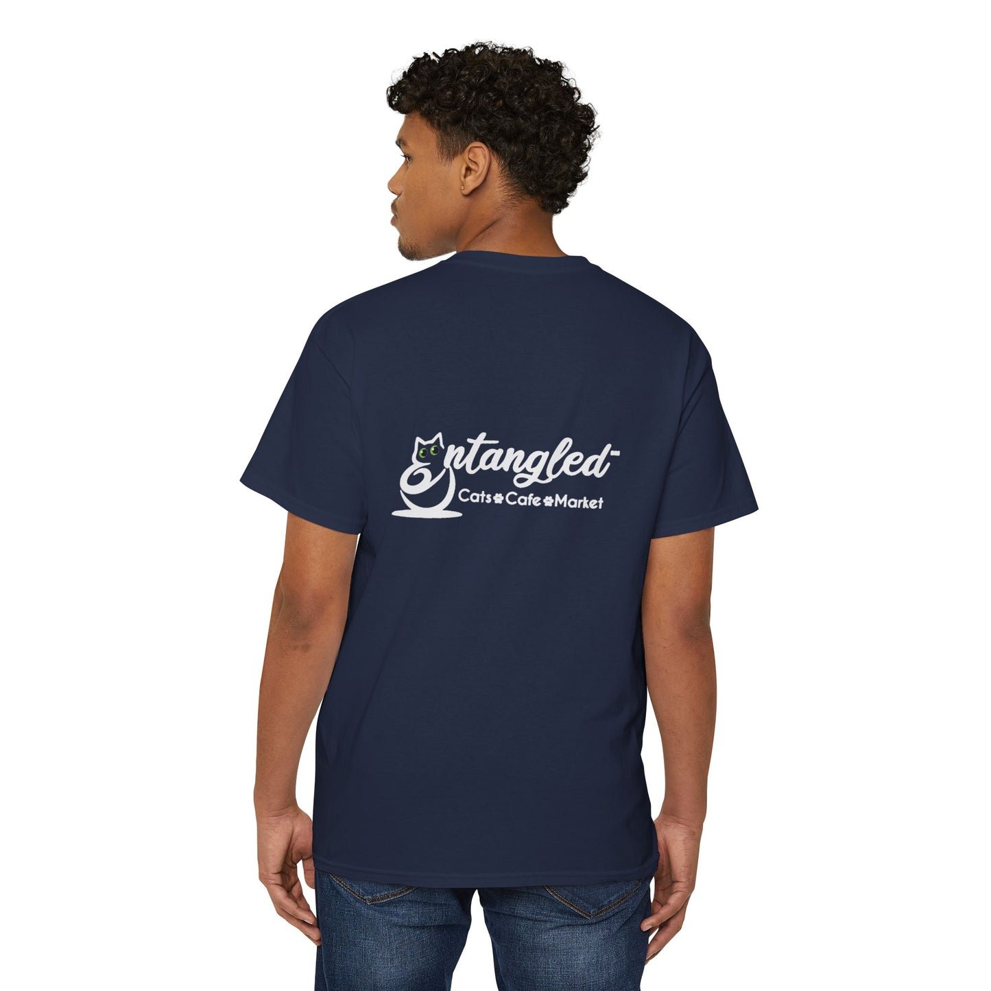 Pocket Peeper Cat Tee with Entangled Cat Logo Pocket T-Shirt