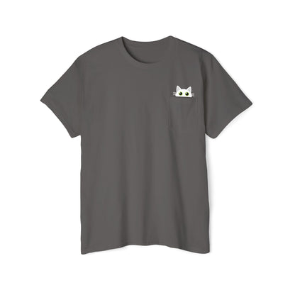 Pocket Peeper Cat Tee with Entangled Cat Logo Pocket T-Shirt