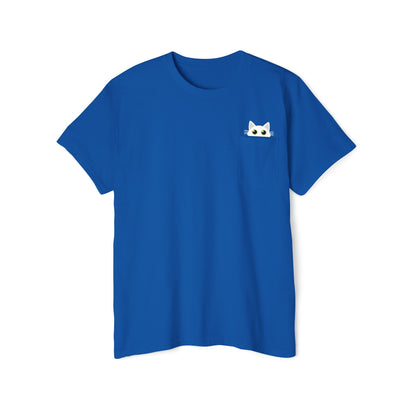 Pocket Peeper Cat Tee with Entangled Cat Logo Pocket T-Shirt