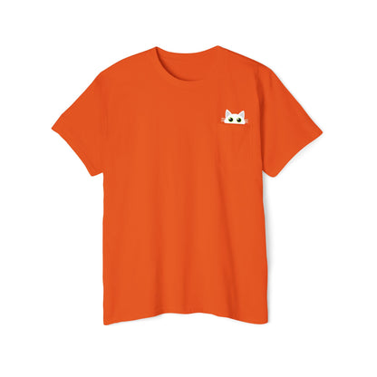 Pocket Peeper Cat Tee with Entangled Cat Logo Pocket T-Shirt
