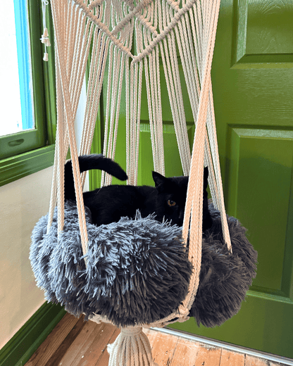 Handmade Macramé Hanging Cat Bed