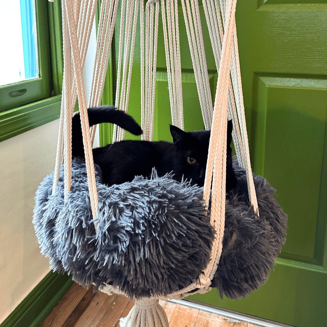 Handmade Macramé Hanging Cat Bed