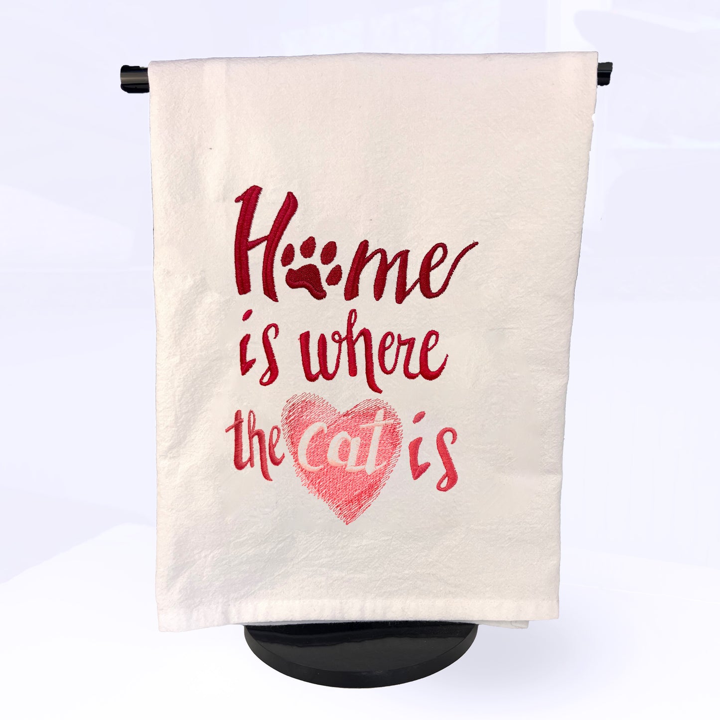 Cat Kitchen Towel Tea Towel Flour Sack "Home Is Where the Cat Is"