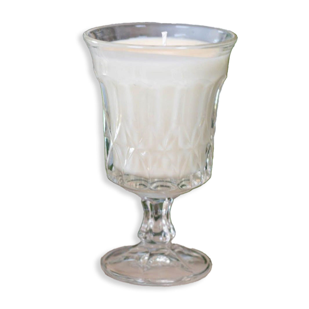 Vintage Cut Glass Diamond Pattern Goblet Vintage Vessel Candle