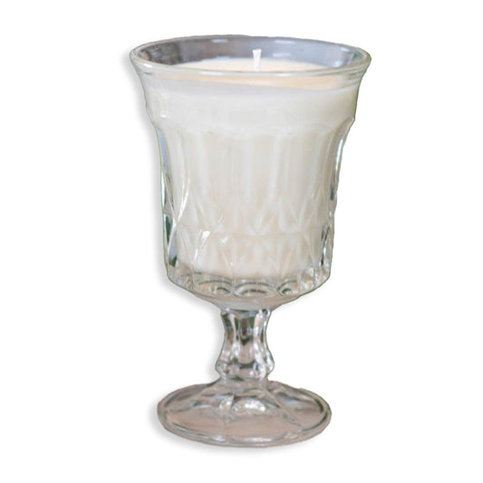 Vintage Cut Glass Diamond Pattern Goblet Vintage Vessel Candle